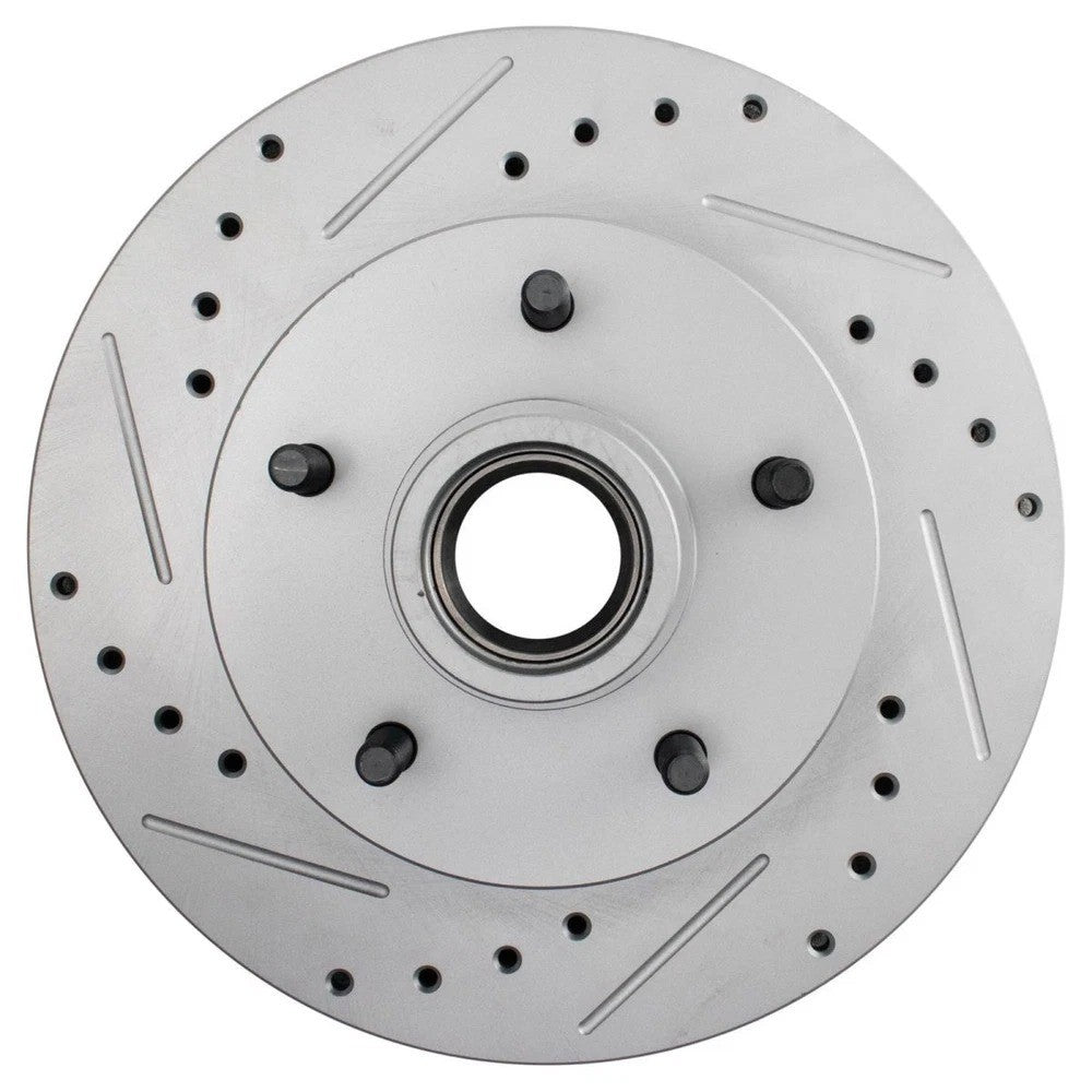 Front Performance Drilled Slotted & Coated Disc Brake Rotor Pair for GM