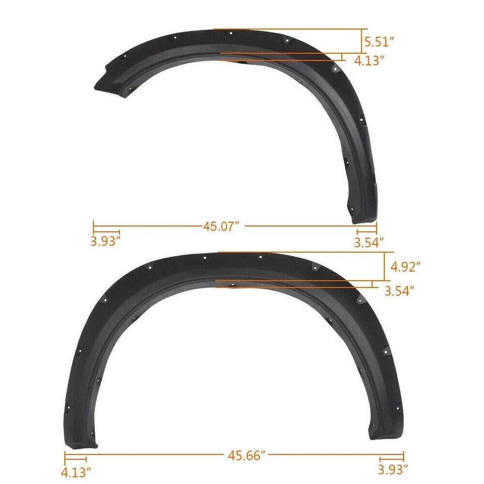4PCS Fender Flares Pocket Rivet Bolt Style For Dodge Ram 1500 Black 2009-2023
