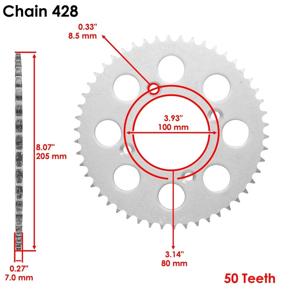 Drive Chain & Sprockets Kit for Honda XR100R 1985-2003 / CRF100F 2004-2013