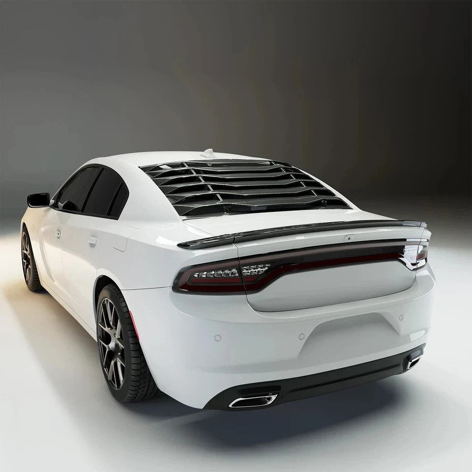 Carbon Fiber Style Rear Window Windshield Louvers For Dodge Charger 2011-2023
