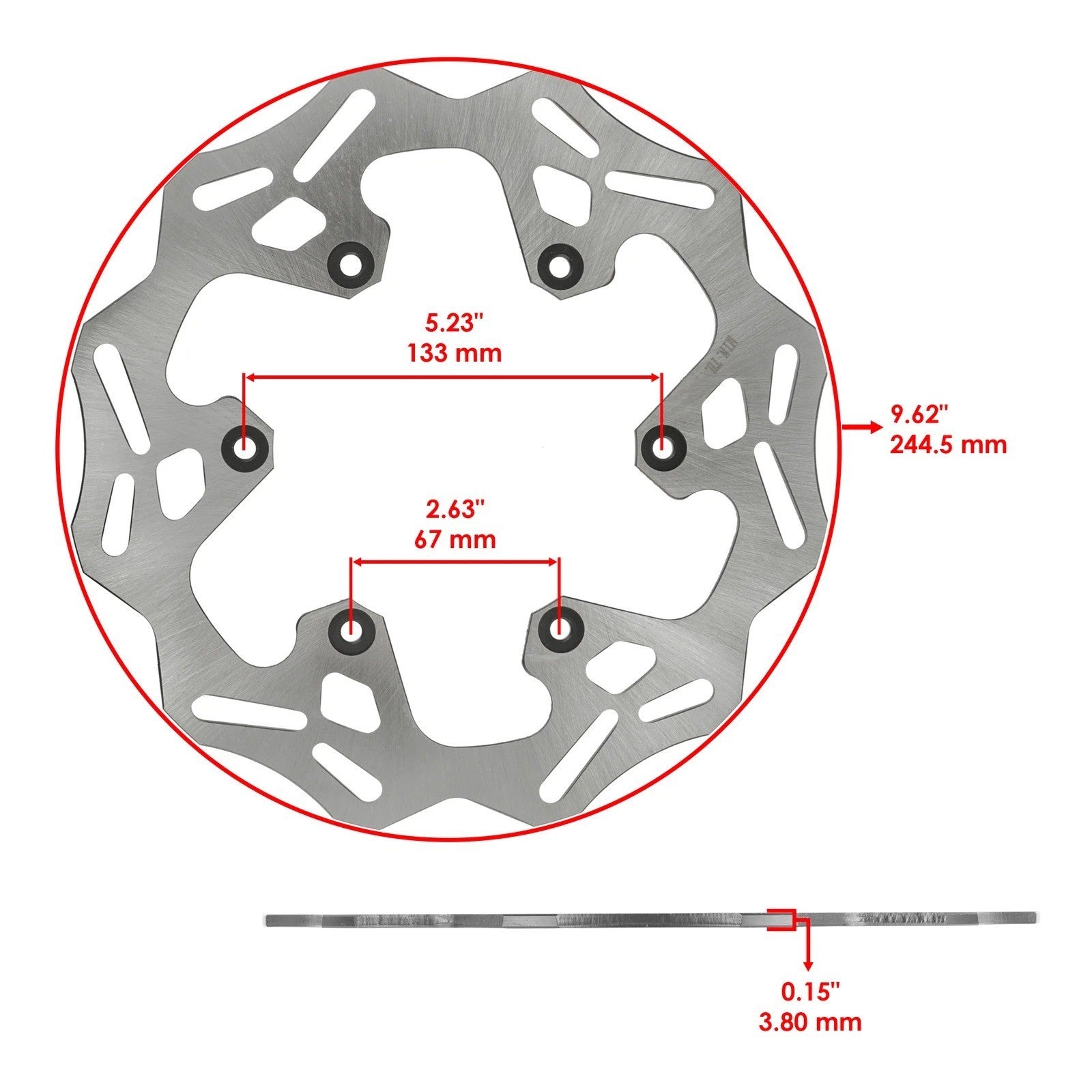 Rear Brake Disc Rotor W / Brake Pad Fits Yamaha YZ125 YZ250 YZ450F 2003 - 2025
