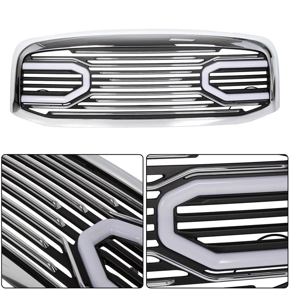 For 06-09 Dodge RAM 2500 3500 1500 Front Hood Chrome Big Horn Grille+Shell+Light