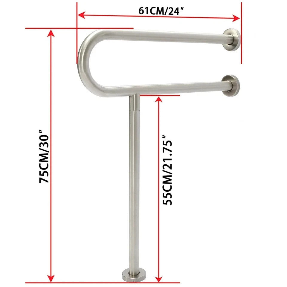 HECASA Stainless Steel Handicap Grab Bars Rails Toilet Handrails 24'' X 30''