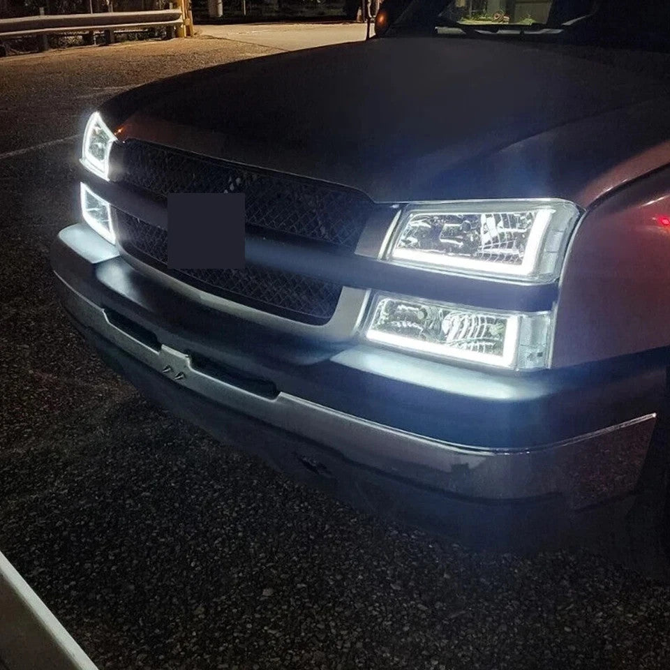 For 03-06 07 Chevy Silverado Avalanche 1500-3500 LED DRL Headlight Bumper Lamps