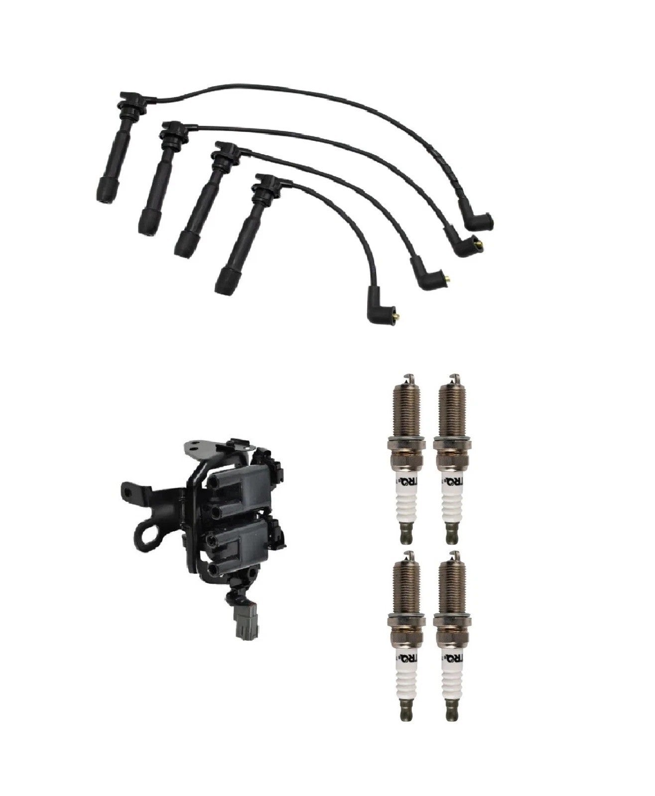Ignition Coils Wires & Spark Plugs Fits 03-06 Elantra 05-09 Tucson Sportage