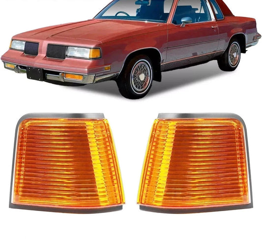 Front Amber Marker Lights Lens Set For 1987-88 Cutlass Supreme Calais 442 GT-350