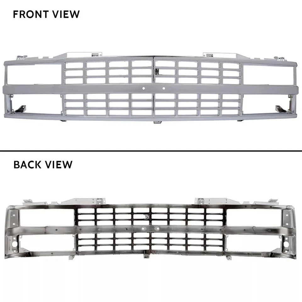 HECASA Chrome Grille For 1988-1993 Chevy Chevrolet C K 1500 2500 3500 Silverado