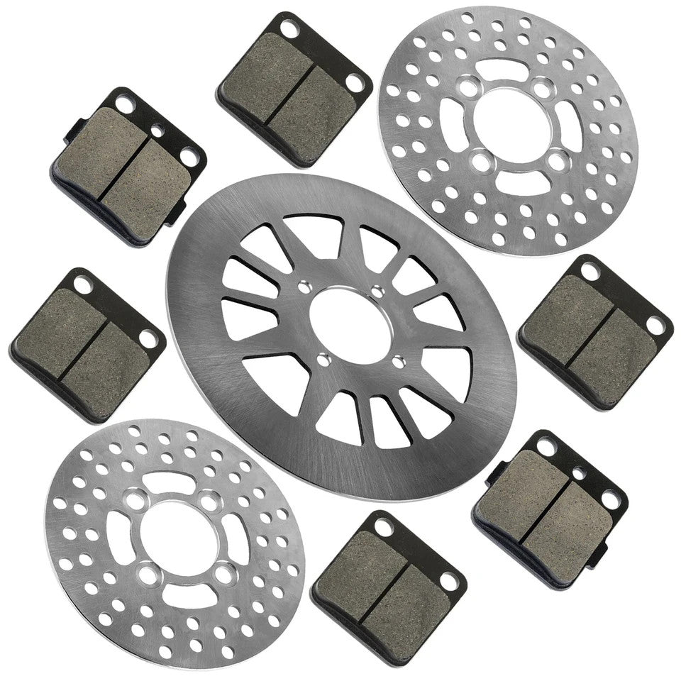 Front and Rear Brake Disc Rotor w/ Pads for Yamaha Warrior 350 YFM350X 1990-2004