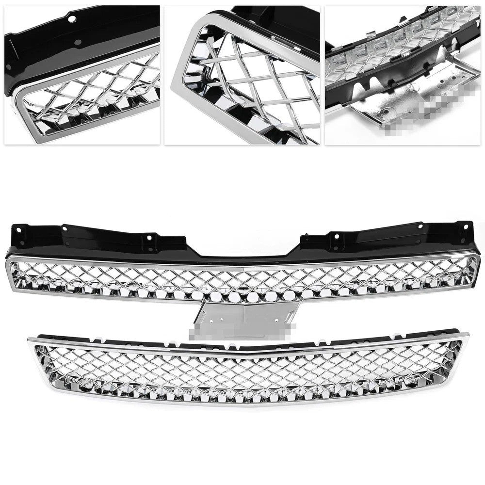 Chrome Grille For Chevy Tahoe/Suburban LTZ 1500 2500 2007-2013 14 Upper Lower