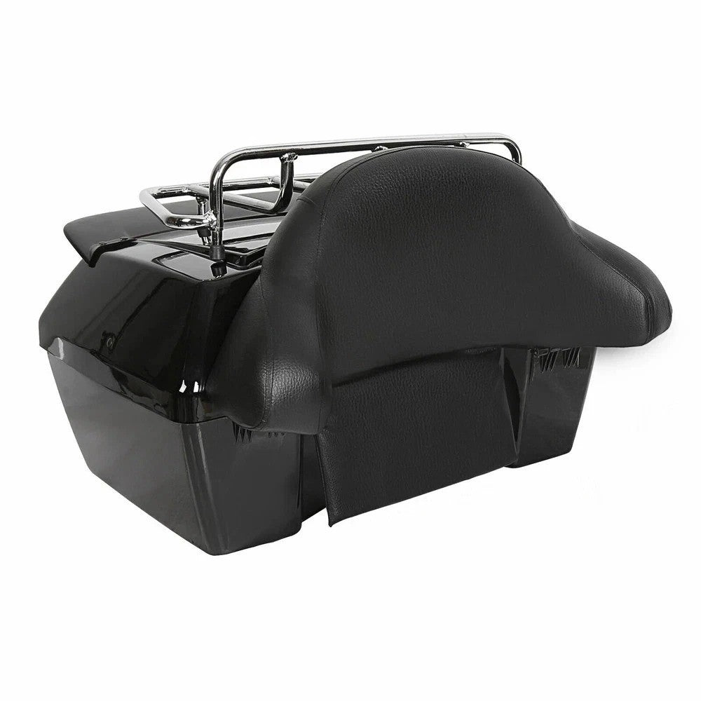 Motorcycle Trunk Tour Tail Box w/ Tail Light & Top Luggage Rack For Honda Harley