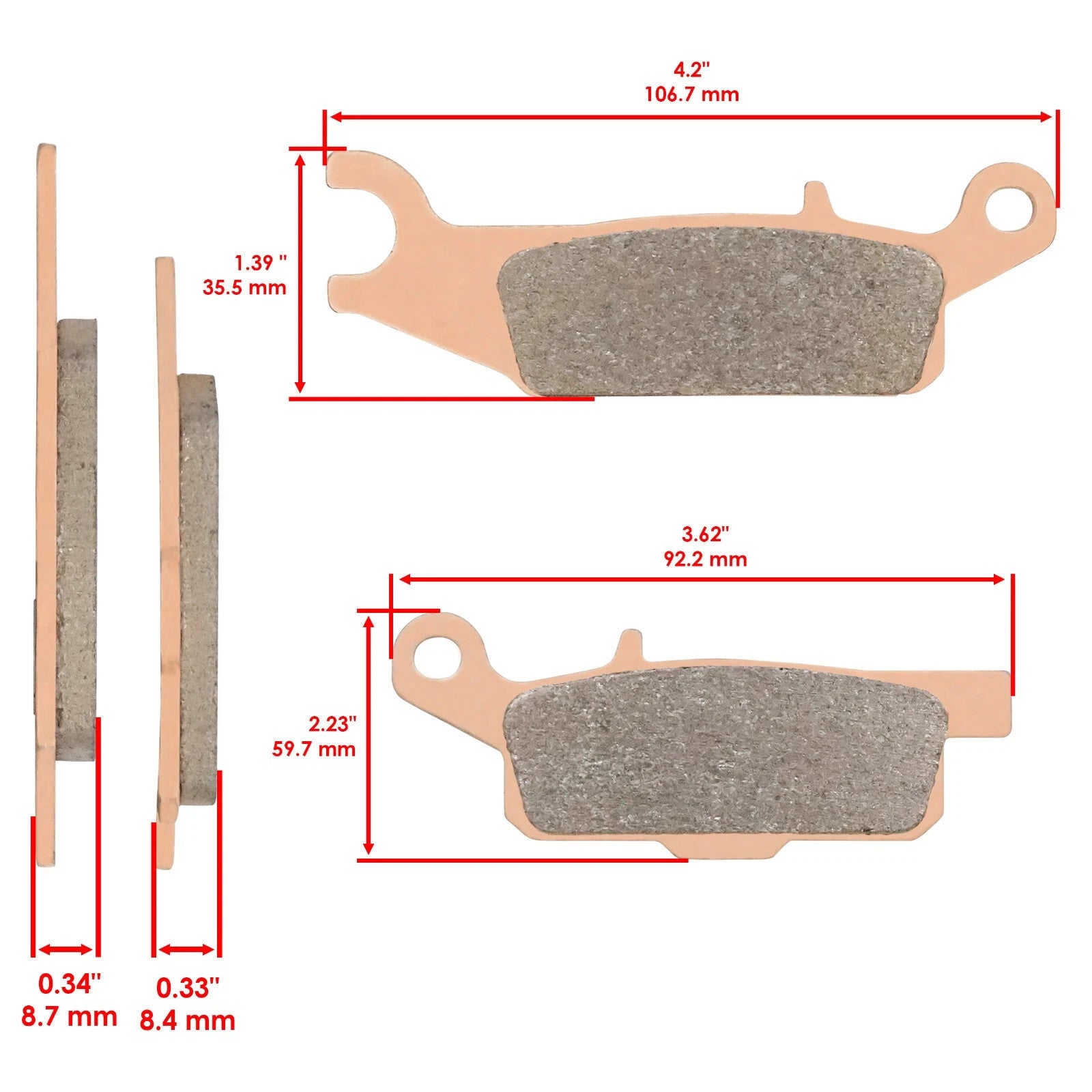 Caltric Brake Pads for Yamaha Grizzly 700 YFM700 EPS Front and Rear 2007-2024