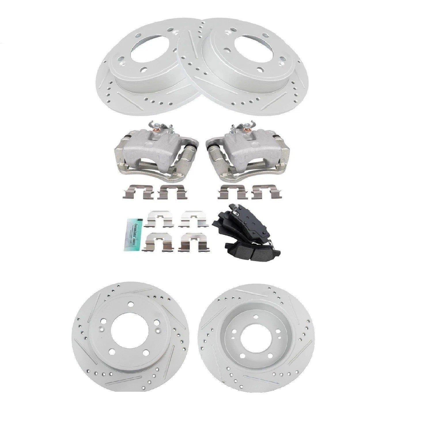 Rear Brake Calipers Ceramic Pads & Drilled Rotors Fits 2014-2016 Kia Soul