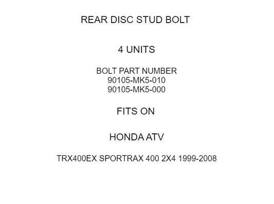 Rear Disc Stud Bolt for Honda TRX400EX Sportrax 400 2X4 1999 2000 2001 2002-2008