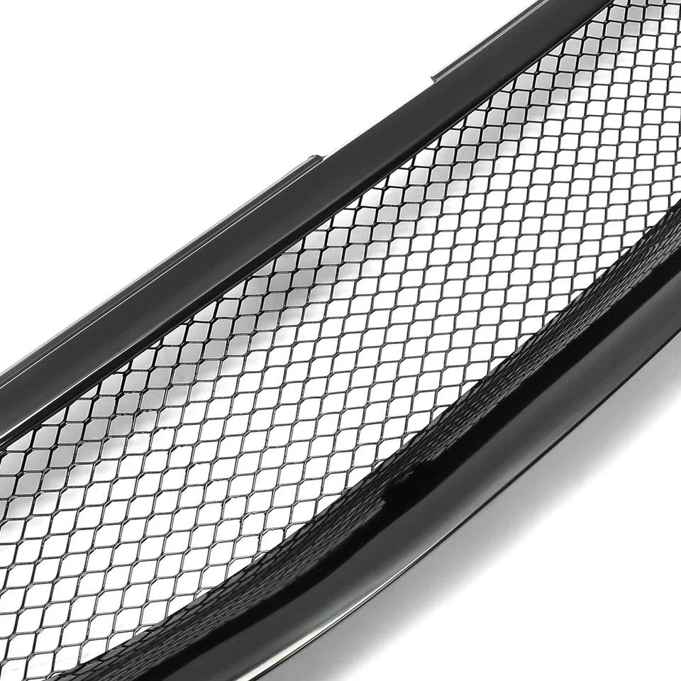 HECASA For 2003-07 Toyota Corolla Mesh ABS Front Grille Glossy Black Metal Hood
