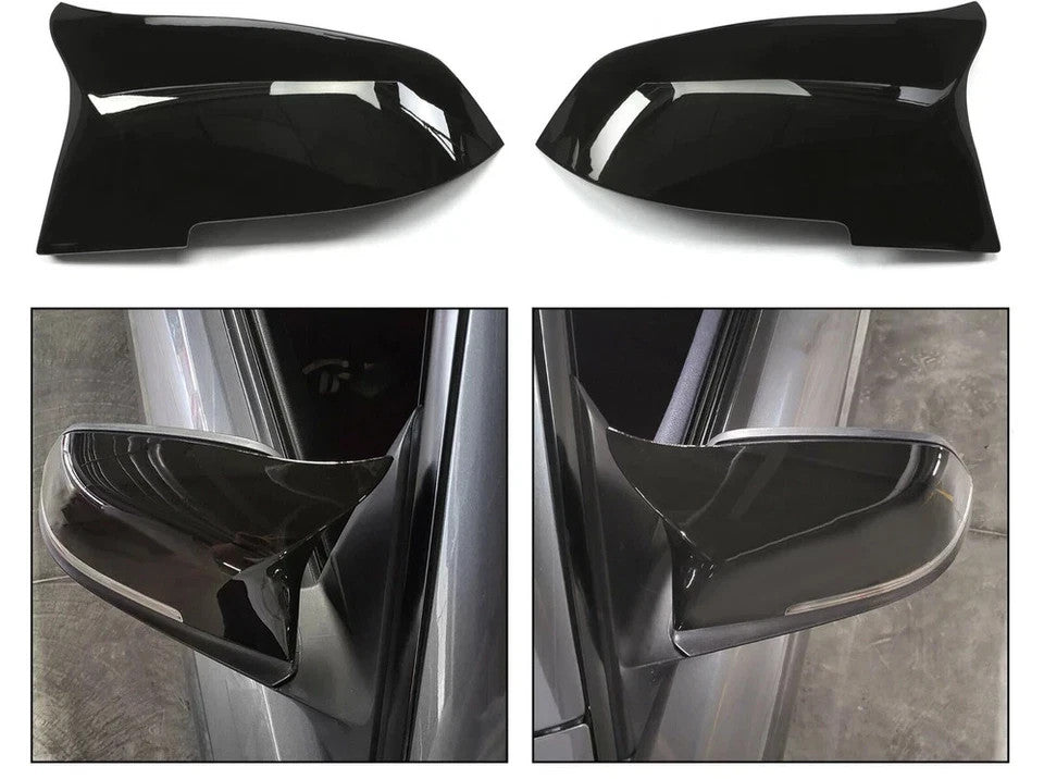 2x Gloss Black Side Mirror Cover Cap For BMW 3/4 SERIES F20 F21 F30 F32 F36 M3