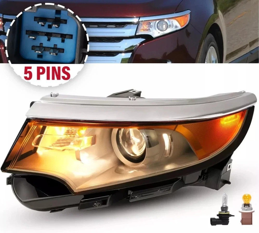 5 Plugs Projector Headlight Assembly For Ford Edge 2011-2014 Halogen Driver Side