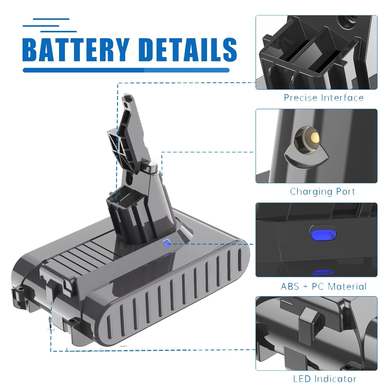 6000mAh 21.6V Replacement Battery for Dyson V7 Animal V7 Extra V7 Trigger