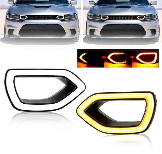 For Dodge Charger SRT Scat Pack SXT 2015-2019 Switchback LED DRL Grille Lights
