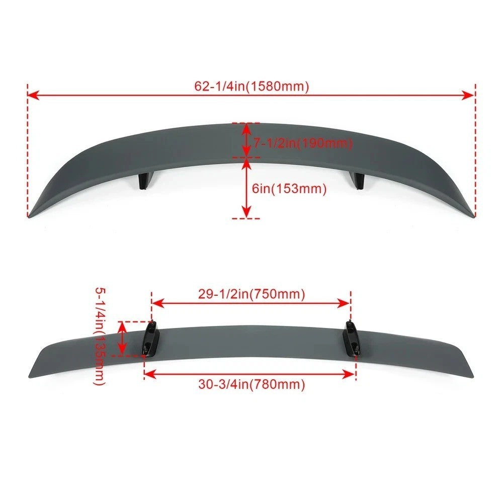 Factory Style 2 Post Rear Trunk Spoiler ABS For Dodge Charger RT 4Door 2006-2010