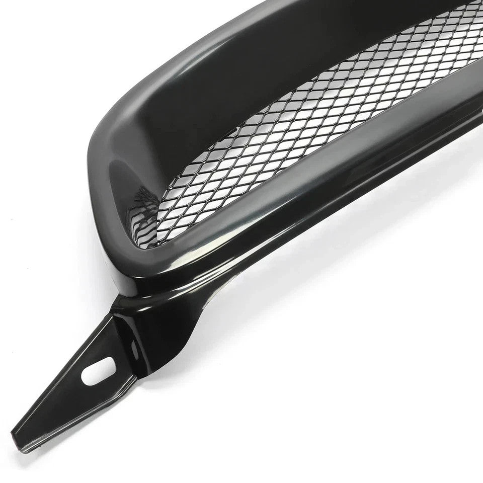 HECASA For 2003-07 Toyota Corolla Mesh ABS Front Grille Glossy Black Metal Hood