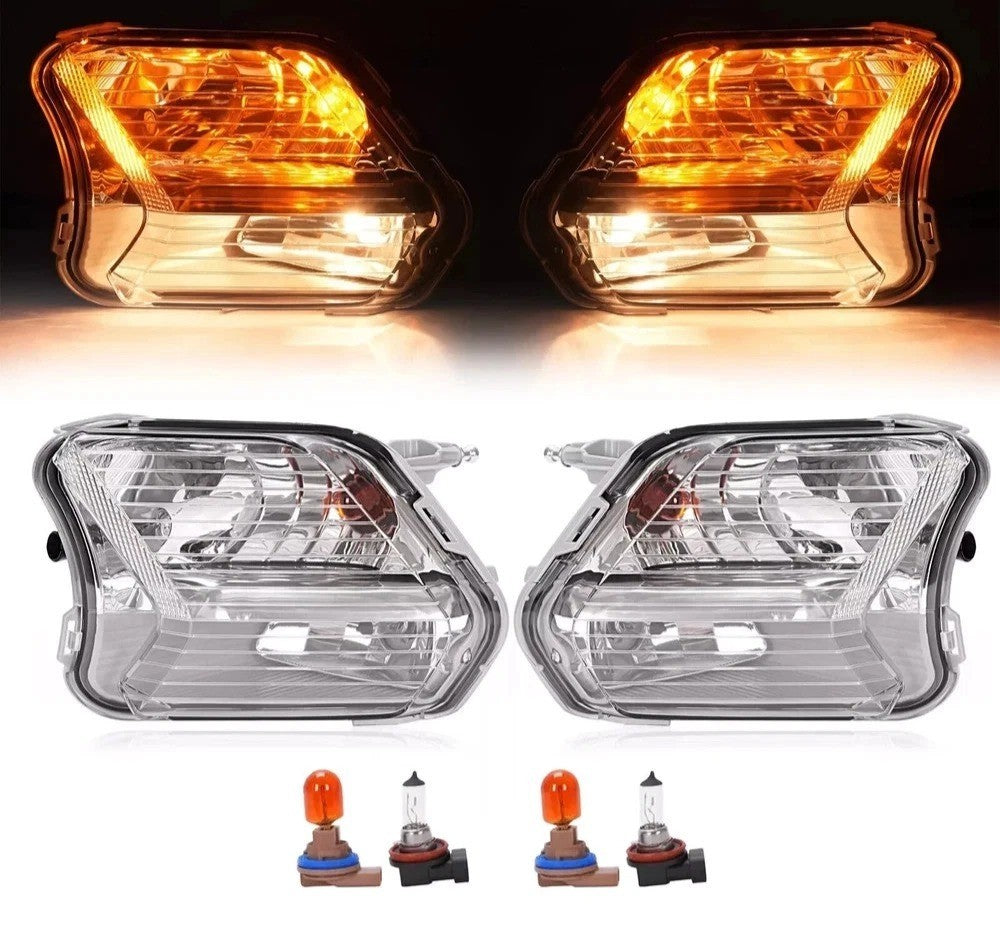 LH+RH Front Fog Lights Turn Signal Lamp With Bulb For Ford Escape Kuga 2017-2019