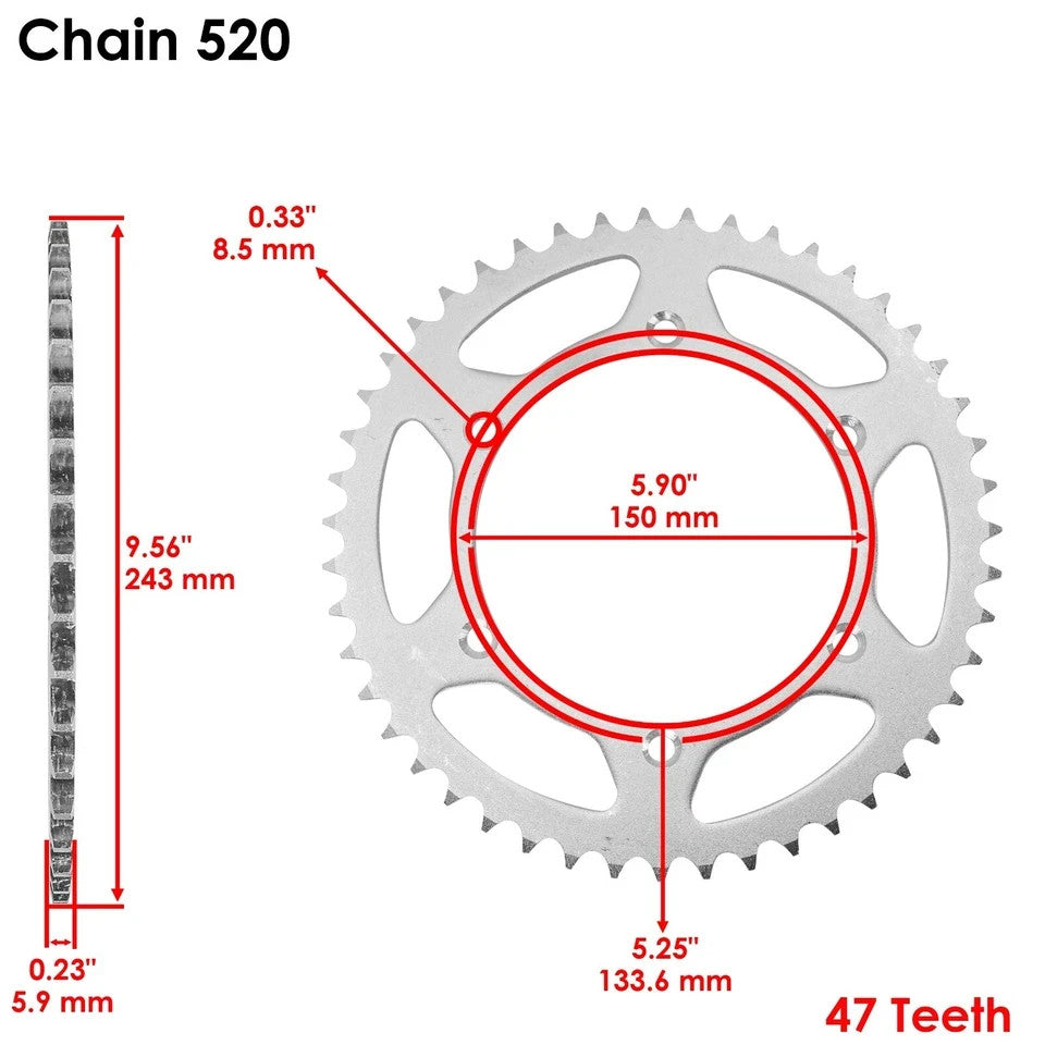 Drive Chain & Sprocket Kit for Kawasaki KX250 1987-1989 / KX500 1987-2004 / Gold