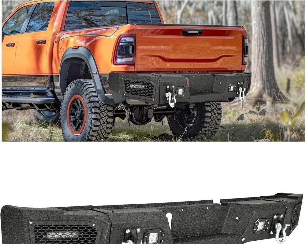 Rear Bumper For Dodge Ram 2500 3500 19-23 With Sensor Holes LED Light Steel