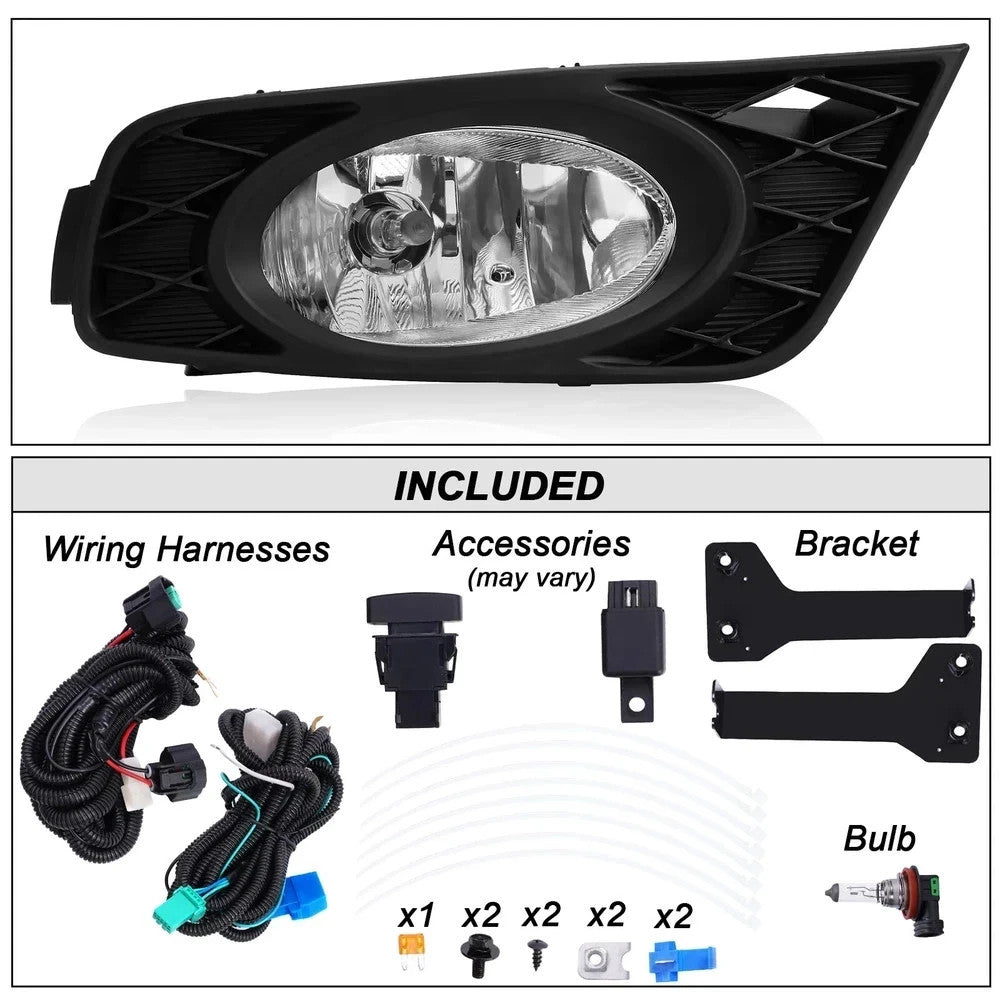 Bumper Driving Fog Lights Lamps Chrome LH+RH For Honda Odyssey 08-10 w/Switch