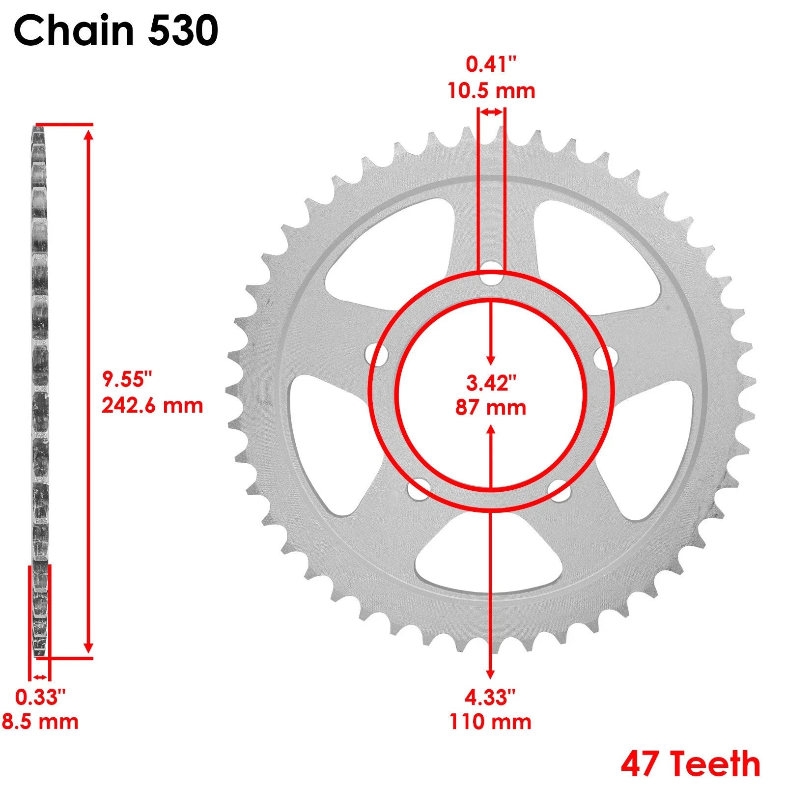 Rear Wheel Chain Sprocket for Suzuki 750 Katana GSX750F 1989-1997 47 Teeth