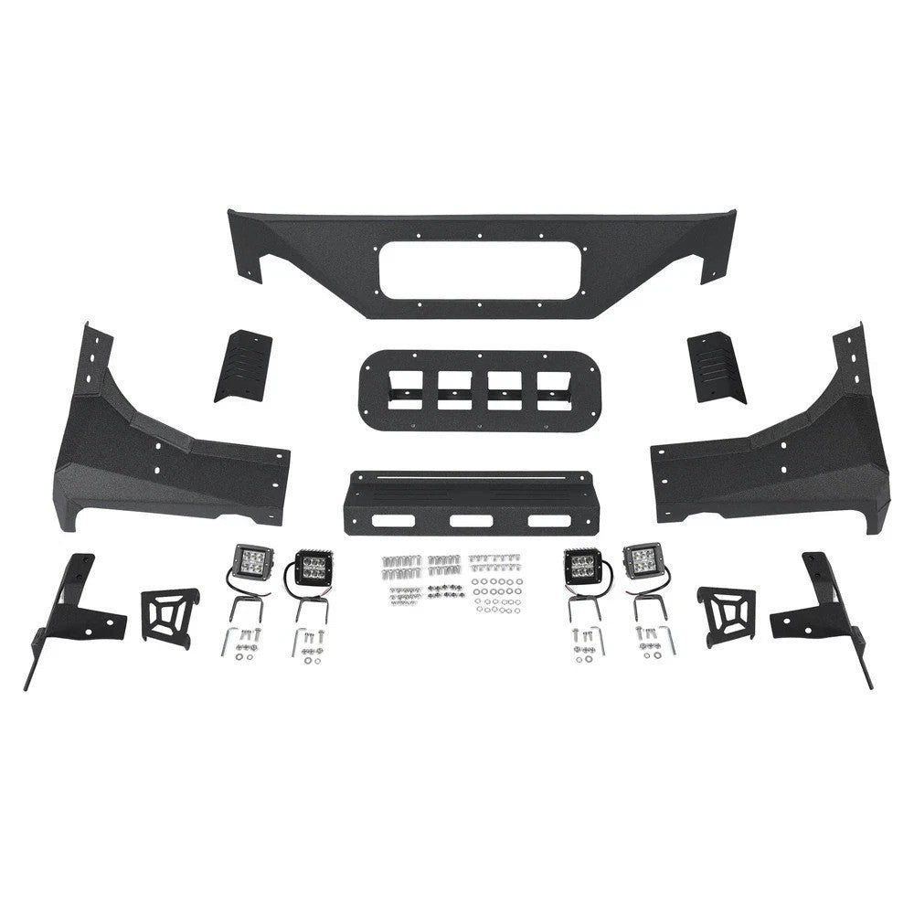 HECASA For Jeep Wrangler JK 07-18 Windshield Frame Visor Cowl Armor w/ Light