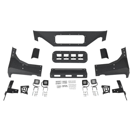 HECASA For Jeep Wrangler JK 07-18 Windshield Frame Visor Cowl Armor w/ Light