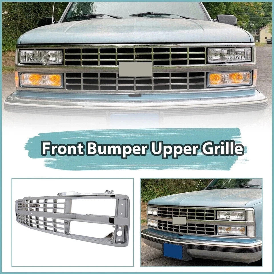 HECASA Chrome Grille For 1988-1993 Chevy Chevrolet C K 1500 2500 3500 Silverado
