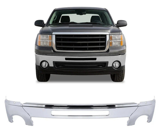 Chrome Front Bumper w/ Fog Light Holes for 2007-2013 GMC Sierra 1500 2500 3500HD