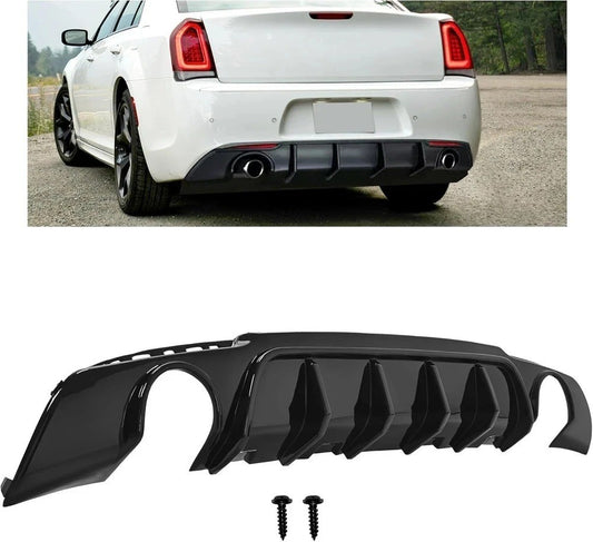 For 15-23 CHRYSLER 300 Black Dual Exhaust  Rear Bumper Lip Diffuser Valance