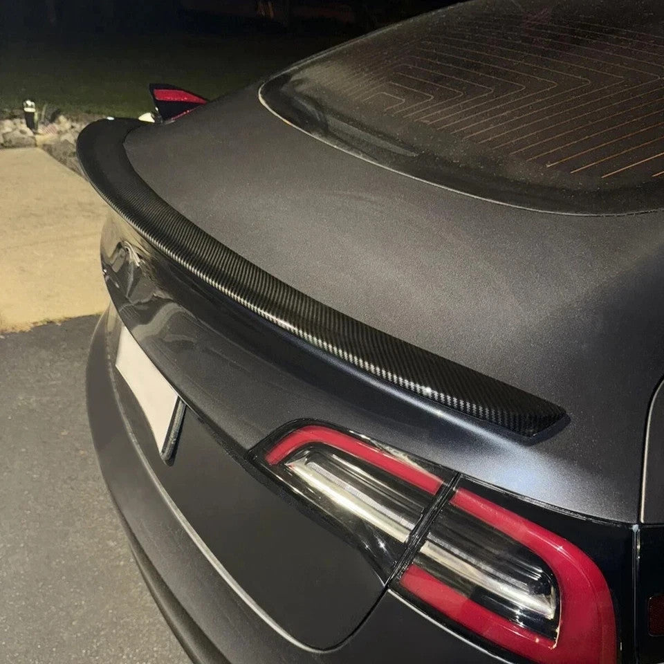For Tesla Model 3 2017-2023 Rear Spoiler Trunk Lip Carbon Fiber Look Duck Tail