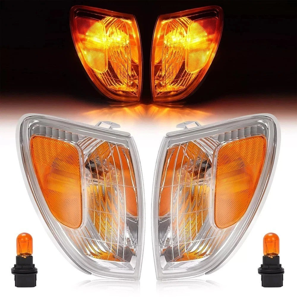 Chrome Amber For Land Cruiser 1998-2004 Corner Lights Signal Marker Lamps Pair