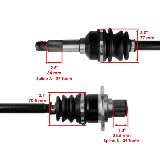 Rear Left & Right Complete Axles For Yamaha Rhino 700 YXR700F Fi 2008-2009