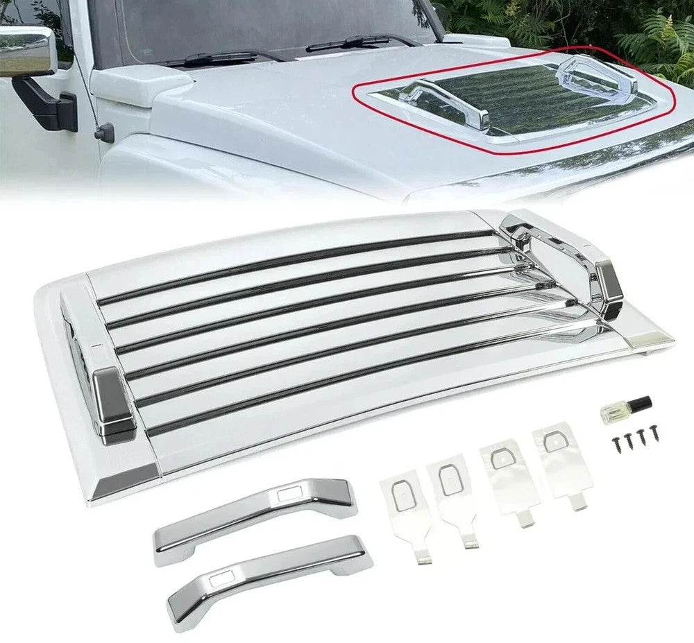 FOR 2006-2010 HUMMER H3 HOOD DECK VENT PANEL HANDLE COVER TRIM BEZEL CHROME 3PCS