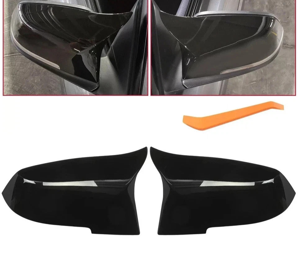 2x Gloss Black Side Mirror Cover Cap For BMW 3/4 SERIES F20 F21 F30 F32 F36 M3