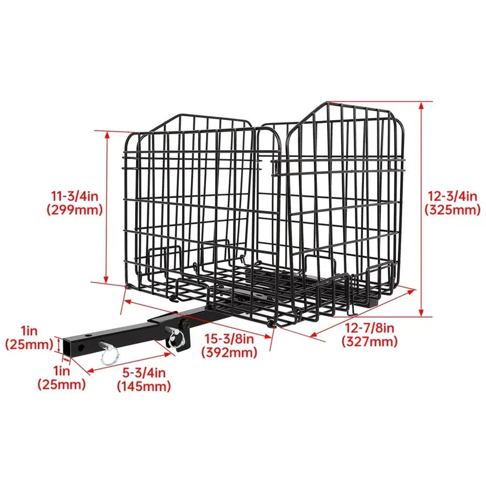 Folding Rear Basket For Most Mobility Scooters Power Chairs w/1" Hitch Receiver