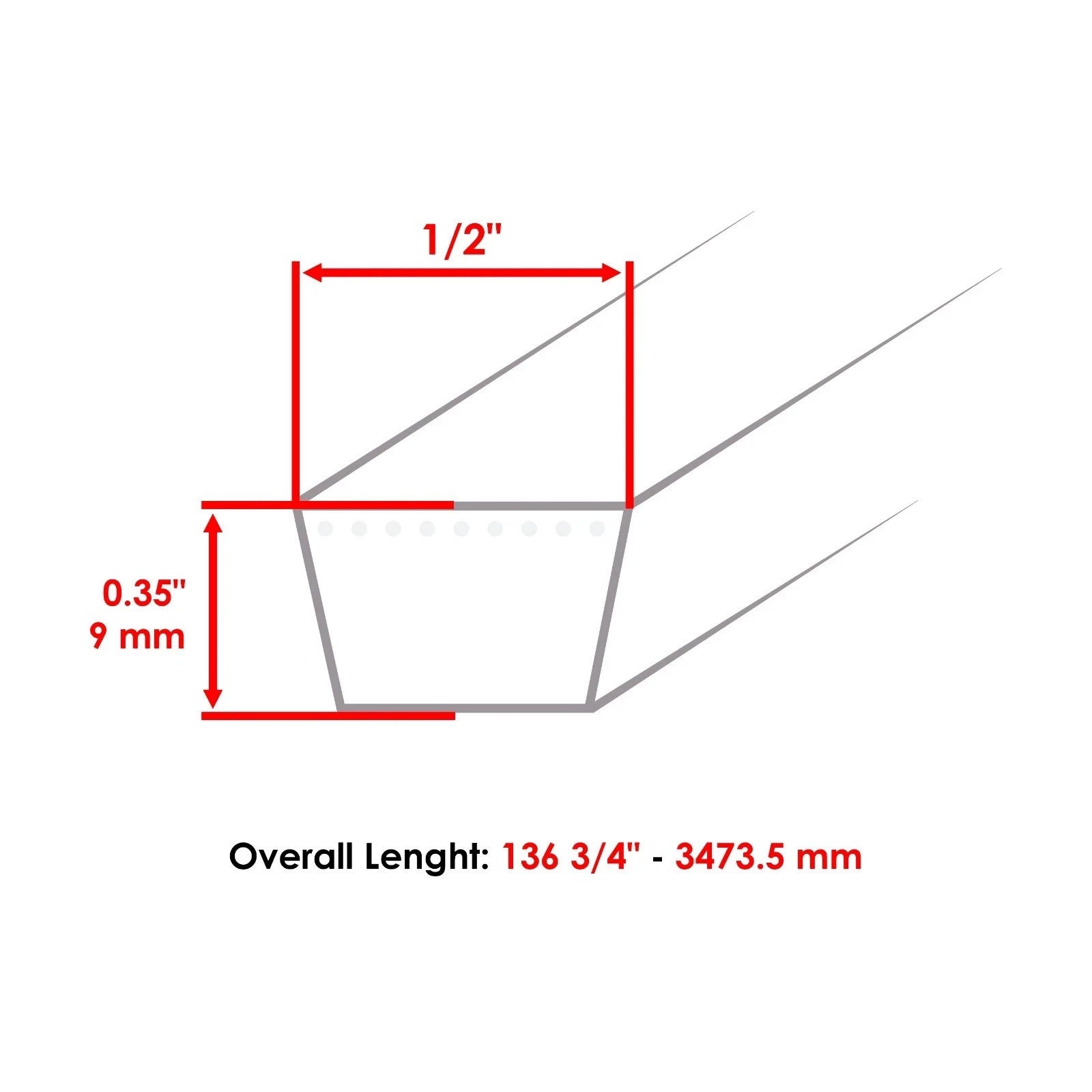 48" Deck Belt For MTD Craftsman 247.204201 247.270500 Z8200 V-Belt 1/2 x 137 in
