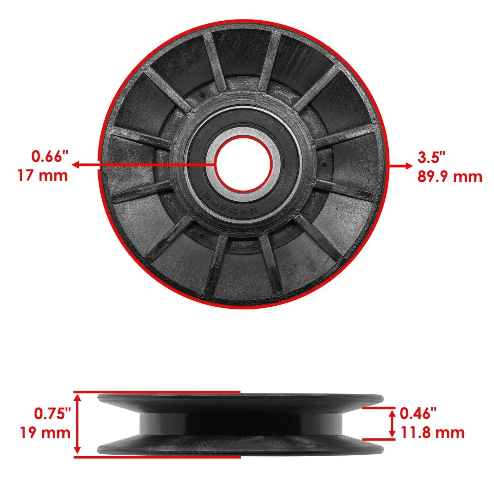 Caltric 756-05024 Deck V-Idler Pulley for Craftsman MTD Cub Cadet Troy-Bilt