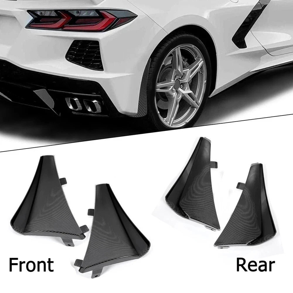 Extended Front Rear Splash Guard Mud Flaps For Corvette C8 20-Up XL Carbon Style