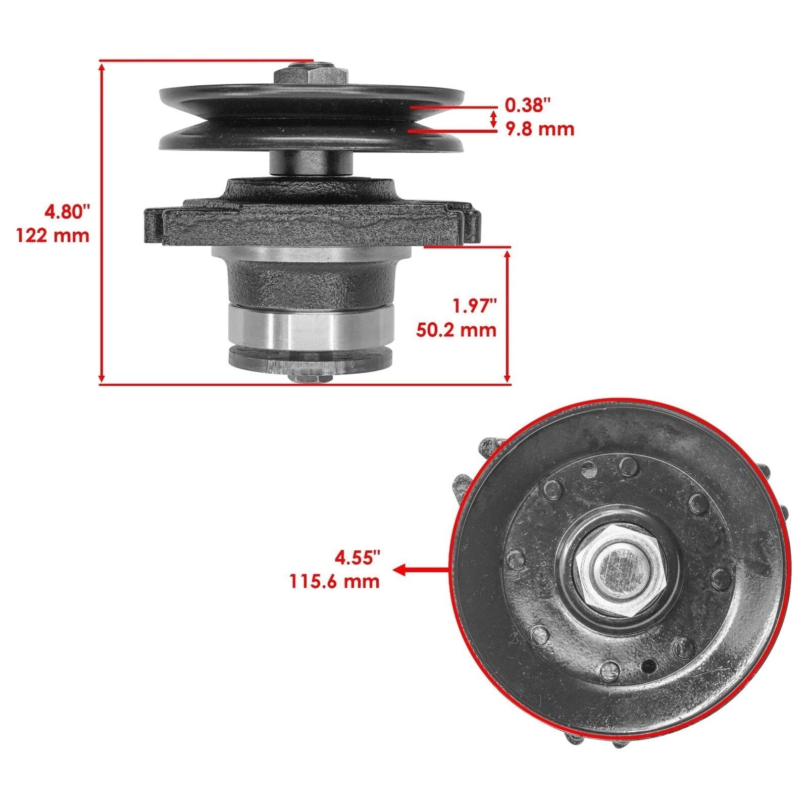 Caltric Spindle & Blade For John Deere 180 38" 46" 48" Deck AM105409 Lawn Mower
