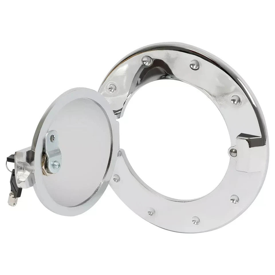 For Hummer H2 2003-09 Locking Fuel Door Gas Tank Cap Cover ALUMINUM Silvery New