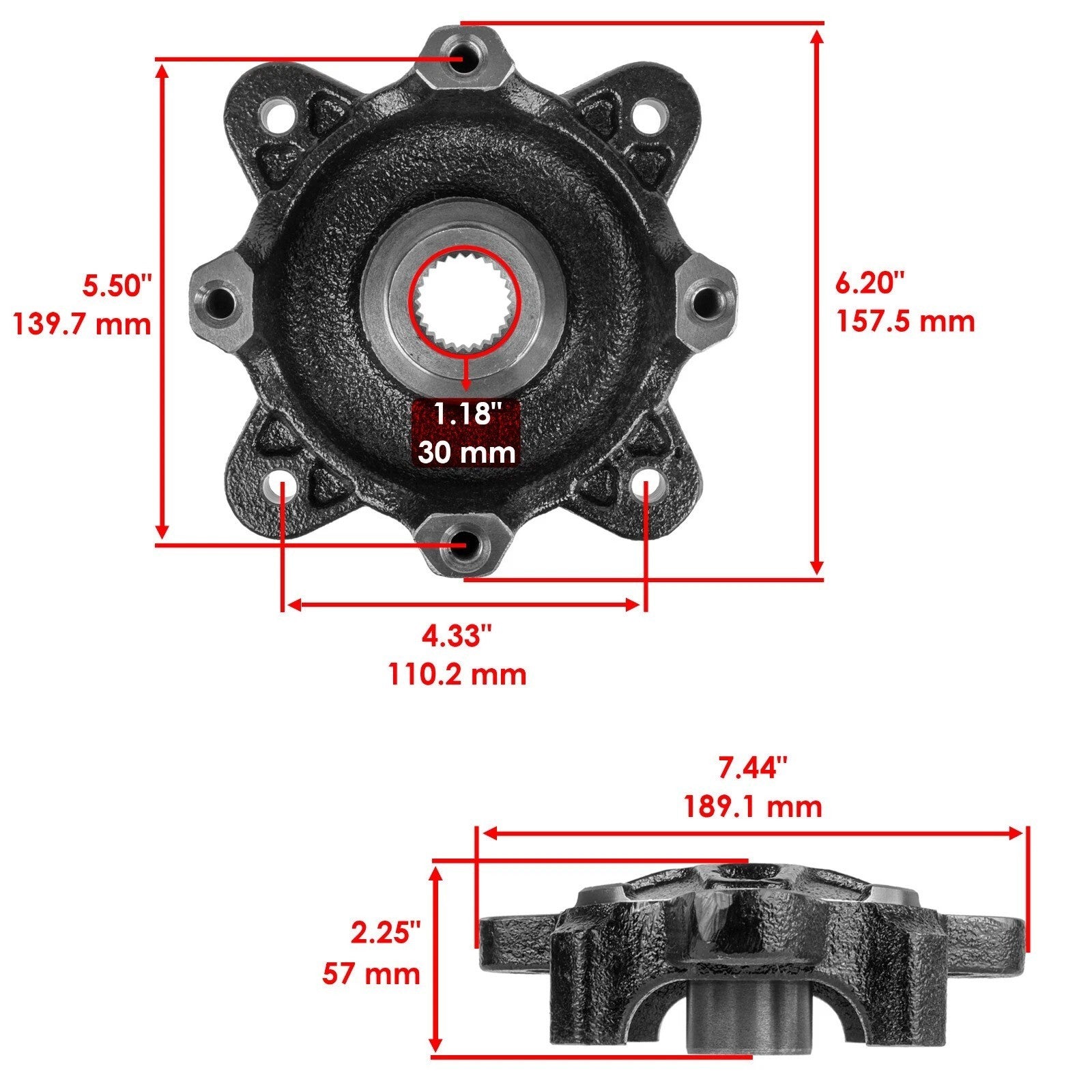Front Left Right Wheel Hub Disc Rotor Bearing for Polaris Ranger 900 2012-2014