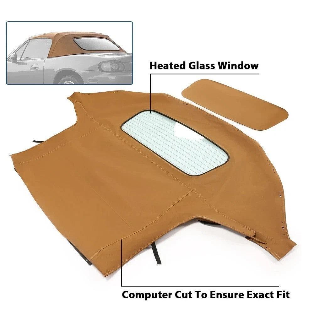 Fits For 90-05 Mazda Miata w/ Heated Glass Window Tan Convertible Soft Top