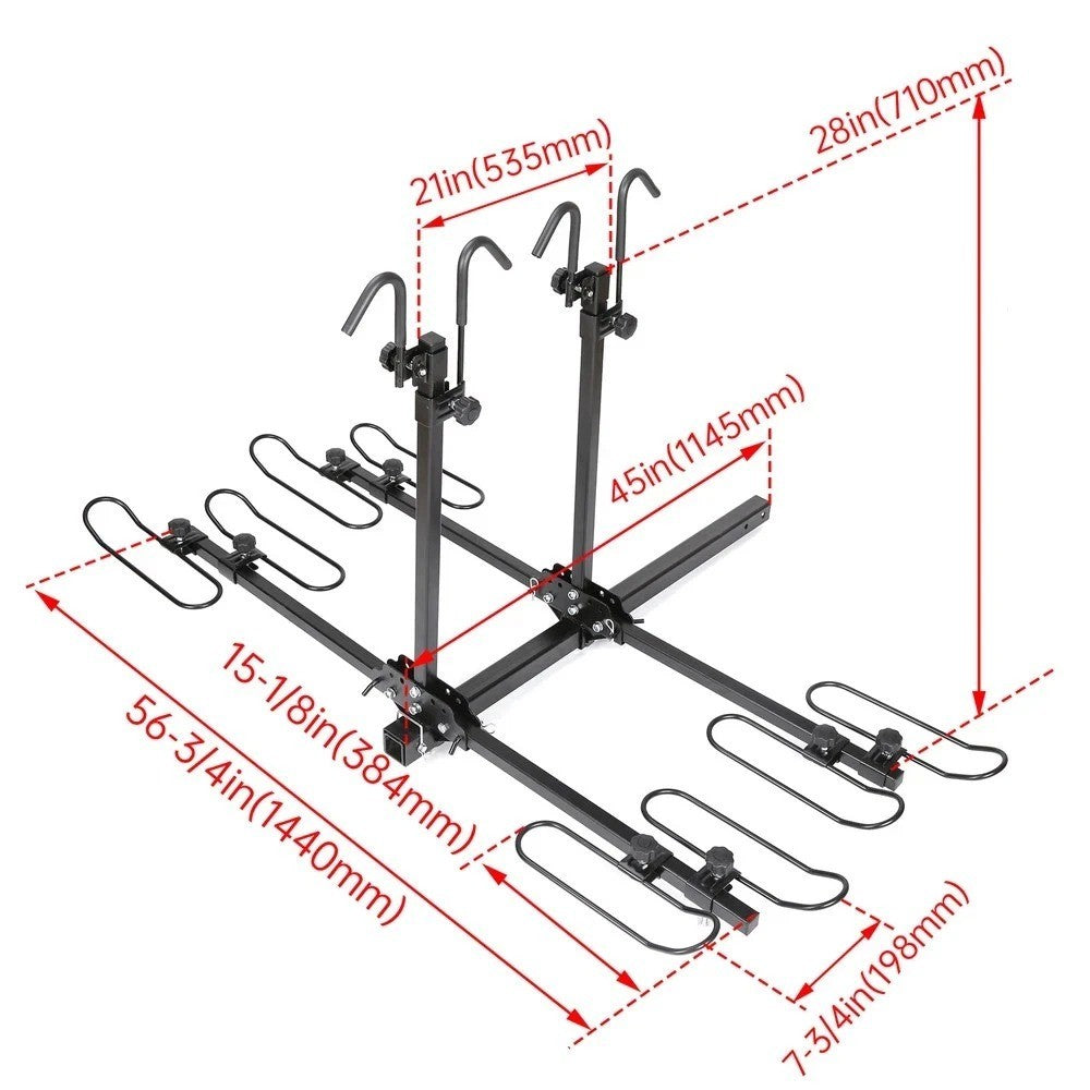 Hitch Mount 4-Bike Rack Carrier Receiver 2" For Car SUV 240lbs