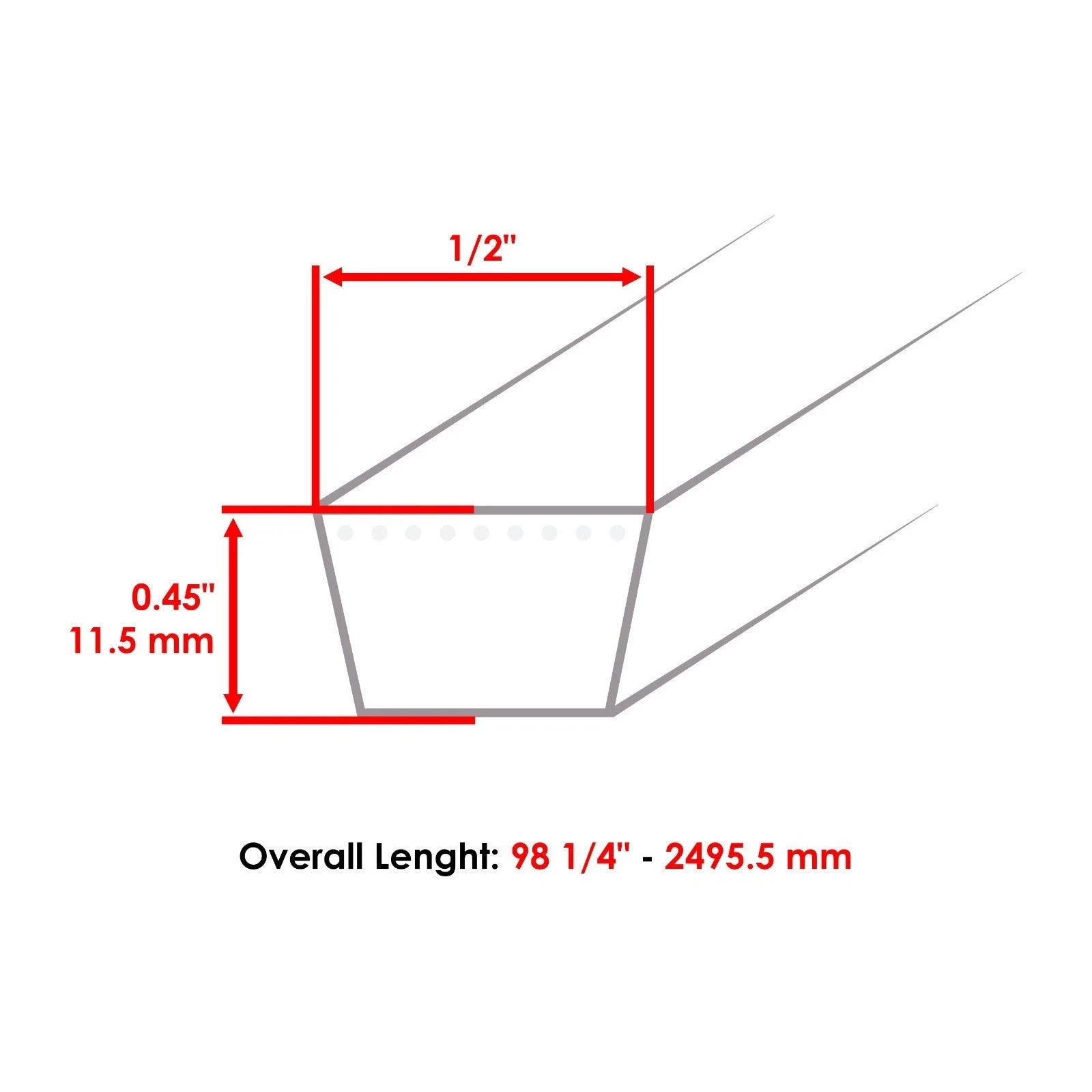 38" 42" Deck Belt For John Deere LT160 2002-2004 010001-500000 M128733 98-1/4"