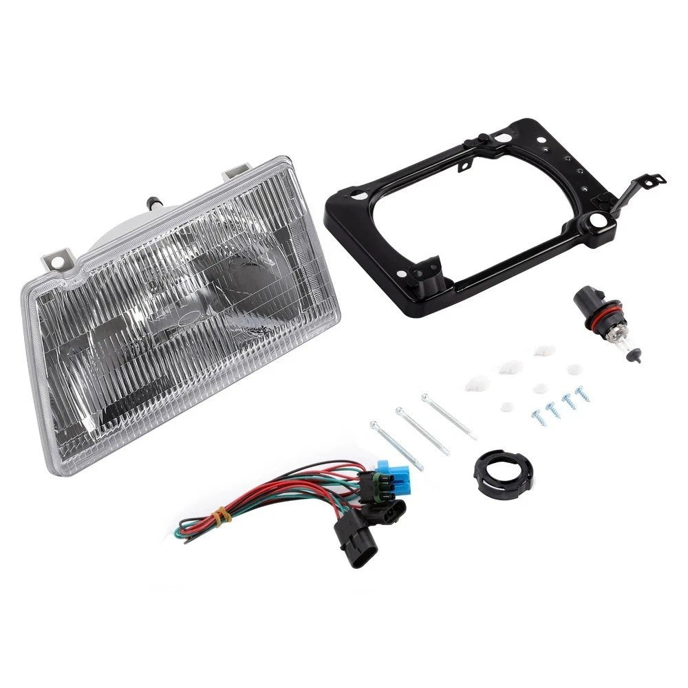 Headlights w/Bulbs& Wiring Kit For Peterbilt 375 385 Driver&Passenger Side Clear